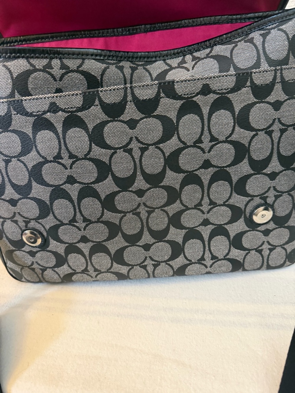 Coach Signature Jacquard Crossbody Bag in Charcoal and Black, diaper bag - Picture 13 of 13